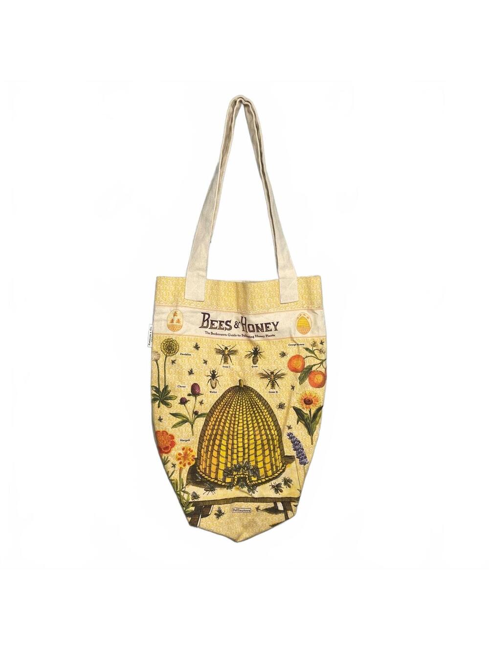 Bees & Honey 100% Cotton Cavallini Canvas Tote Bag 17x13